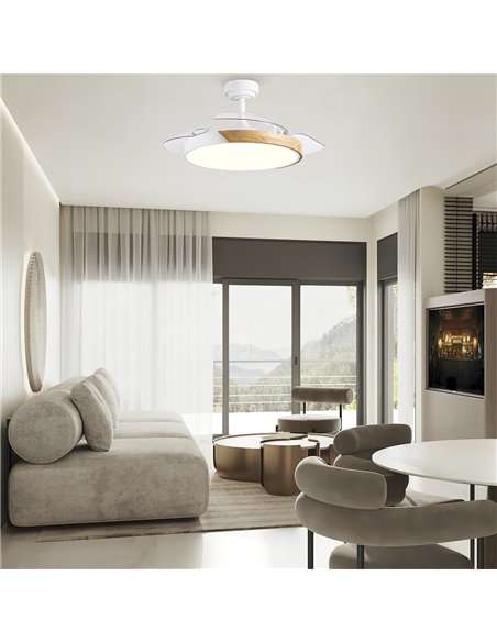 Ventilador LED aspas retráctiles Taoro Blanco 72W 7920Lm CCT