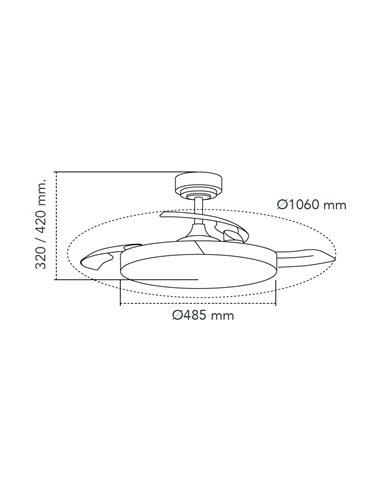 Ventilador LED aspas retráctiles Taoro Blanco 72W 7920Lm CCT