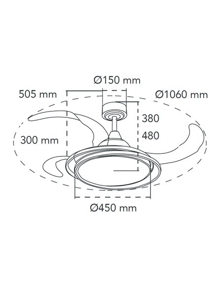 Ventilador LED Antila RGB Blanco 65W 6500Lm CCT Dim