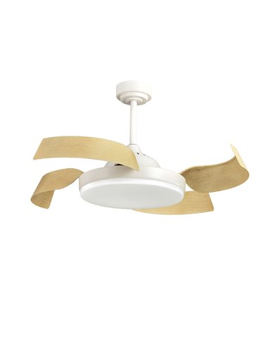 Ventilador de techo LED Batán Blanco+Madera 35W 3200lm CCT Smart