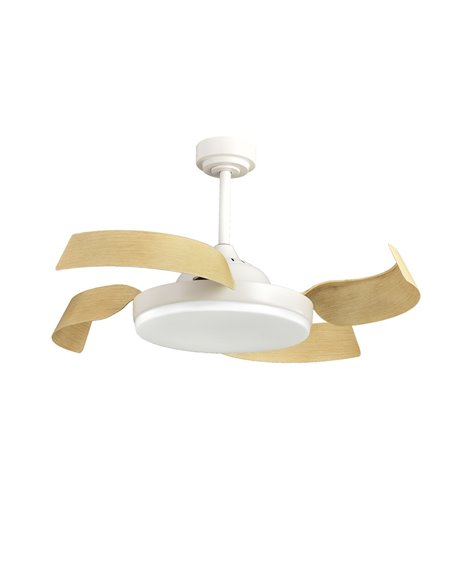 Ventilador de techo LED Batán Blanco+Madera 35W 3200lm CCT Smart