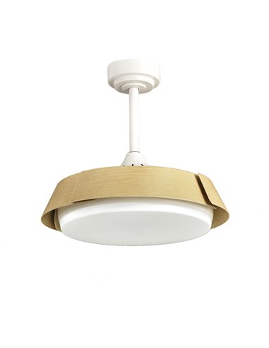 Ventilador de techo LED Batán Blanco+Madera 35W 3200lm CCT Smart