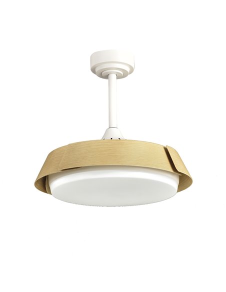 Ventilador de techo LED Batán Blanco+Madera 35W 3200lm CCT Smart