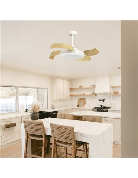 Ventilador de techo LED Batán Blanco+Madera 35W 3200lm CCT Smart