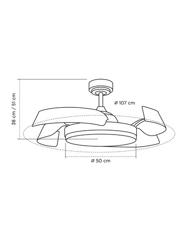 Ventilador de techo LED Batán Blanco+Madera 35W 3200lm CCT Smart