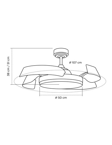 Ventilador de techo LED Batán Blanco+Madera 35W 3200lm CCT Smart