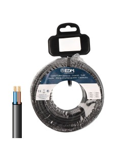 Carretel 20m cabo paralelo plano preto 2x2,5mm EDM