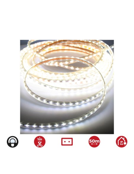 Striscia LED 50m spessore 12mm 60 led/m 4,2w/m bianco freddo 6.400k IP44 EDM 220-240v