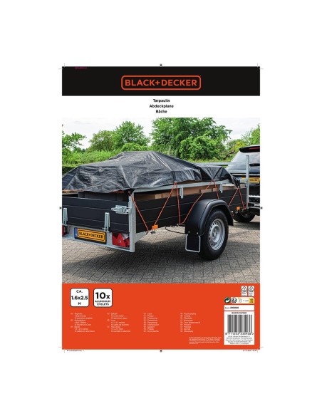 Black trailer tarpaulin 1.6x2.5m BLACK+DECKER