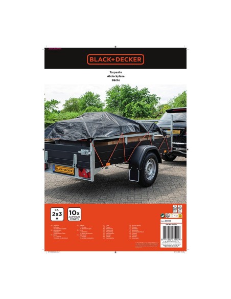 Schwarze Plane für Anhänger 2x3m BLACK+DECKER