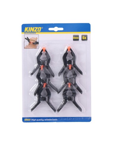 Pack de 6 pinces ressort 65mm KINZO