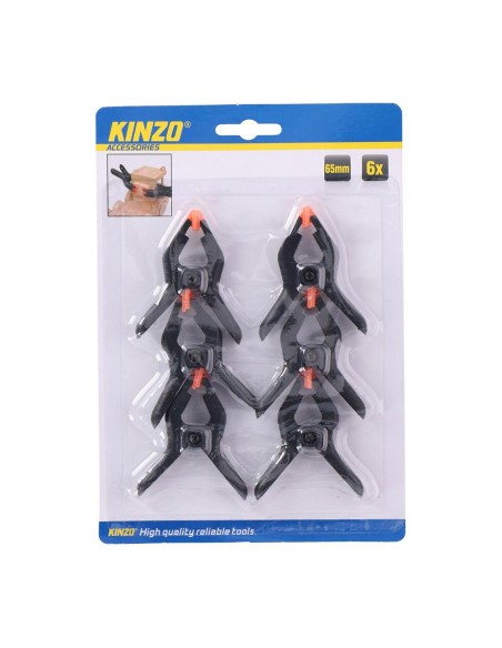 Pack of 6 spring clips 65mm KINZO