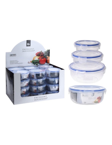 Confezione da 3 contenitori portapranzo in plastica ermetici 1400ml, 800ml, 400ml EXCELLENT HOUSEWARE 024000670