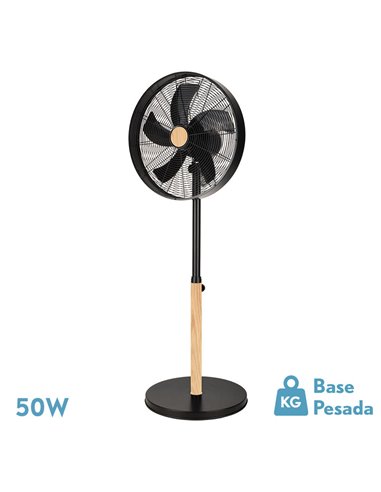 Falcon Black/Beech Standing Fan 50W Oscillating