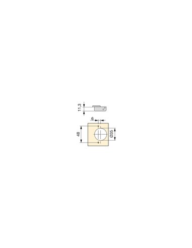 Emuca Hinge, D. 35 mm, half overlay, 100º opening, plates for screwing, 20 pcs.