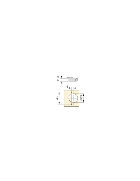 Emuca Hinge, D. 35 mm, half overlay, 100º opening, plates for screwing, 20 pcs.