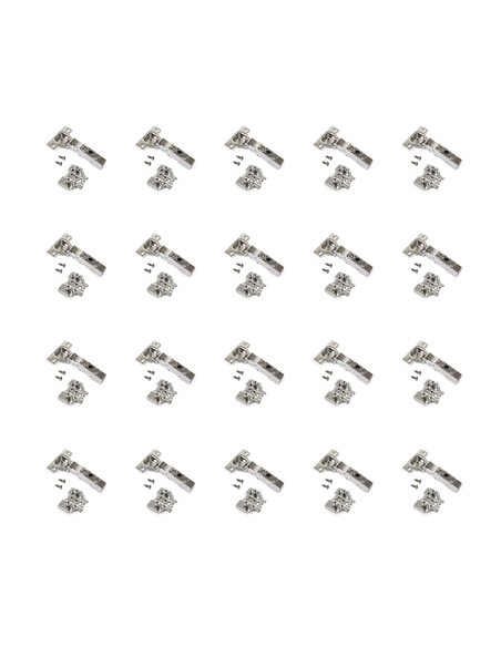 Emuca Lote de 20 bisagras rectas X91N con suplementos de montaje mixto, Diámetro 5x9.5mm, Altura 0, Acero, Niquelado