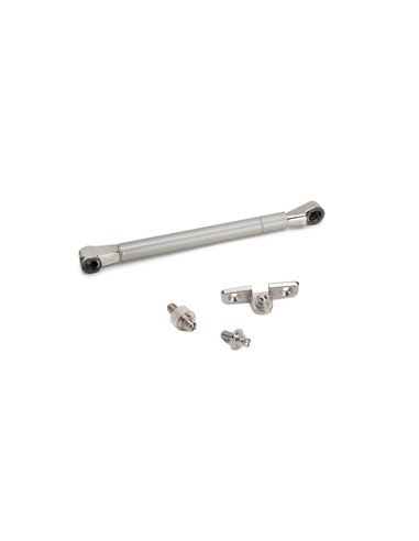 Emuca Pistón para puertas elevables Thin, diámetro 12mm, con enganches, 80kg, Acero y Plástico, Pintado níquel mate