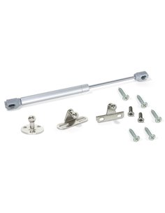 Emuca Türdämpfer mit Gasdruck für Hubtüren, Kraft 5 kg, Hubweite 80 mm, mit Befestigern, Grau metallic, 10 St. 2