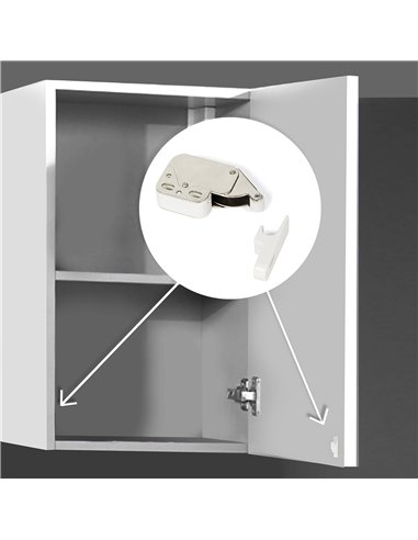 Emuca Lote de 10 cierres de vaivén para muebles Fast Latch, Acero y plástico, Blanco
