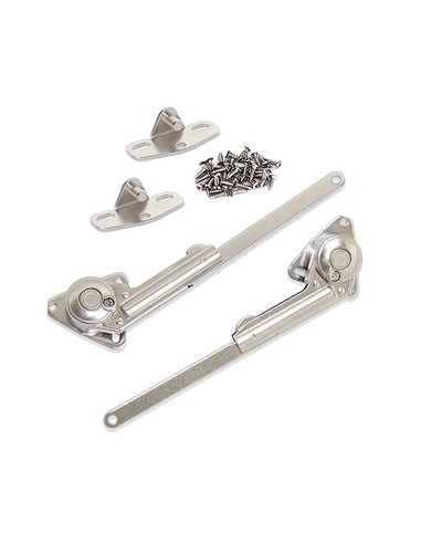 Emuca Klappenhalter-Set für Klapptüren, Kraft 20-70 kg x cm, Stahl und Zamak, Vernickelt