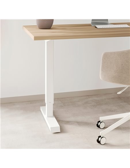 Emuca Height-adjustable motorized table, steel, white