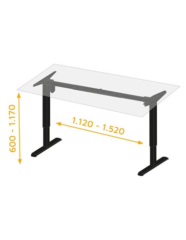 Emuca Height-adjustable motorized table, steel, white