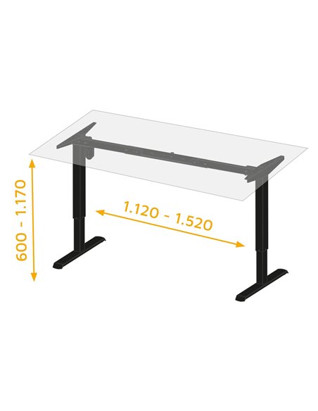 Emuca Height-adjustable motorized table, steel, white