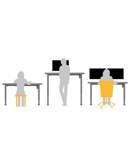 Emuca Height-adjustable motorized table, steel, white