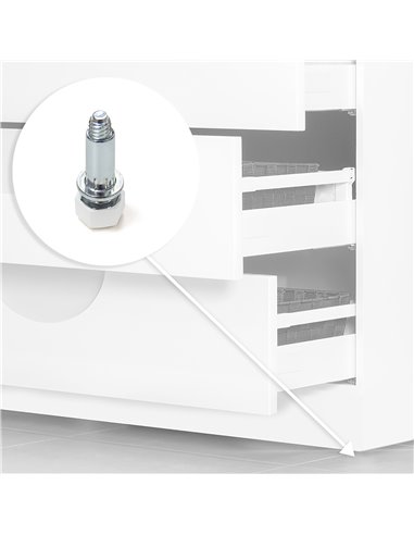 Emuca Lote de 20 pies niveladores para mueble, base hexagonal, M6, regulación 18mm, Acero y plástico