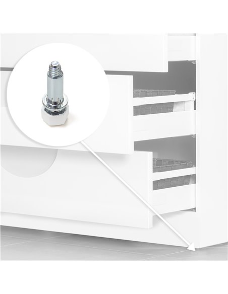 Emuca Lote de 20 pies niveladores para mueble, base hexagonal, M6, regulación 18mm, Acero y plástico