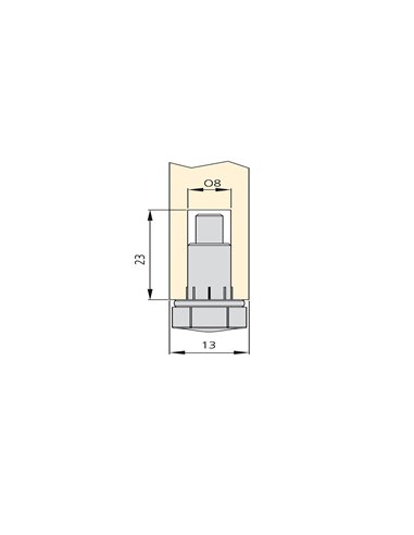 Emuca Lote de 20 pies niveladores para mueble, base hexagonal, M6, regulación 18mm, Acero y plástico