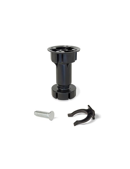Emuca Piedino regolabile con base pre-assemblata per mobile, 98-115 mm, Plastica, Nero, 40 u.
