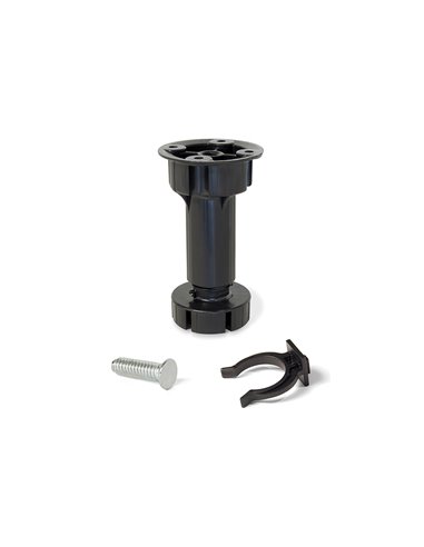 Emuca Piedino regolabile con base pre-assemblata per mobile, 118-135 mm, Plastica, Nero, 40 u.