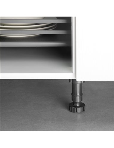 Emuca Piedino regolabile con base pre-assemblata per mobile, 148-165 mm, Plastica, Nero, 40 u.