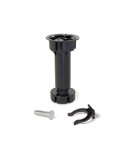 Emuca Piedino regolabile con base pre-assemblata per mobile, 148-165 mm, Plastica, Nero, 40 u.