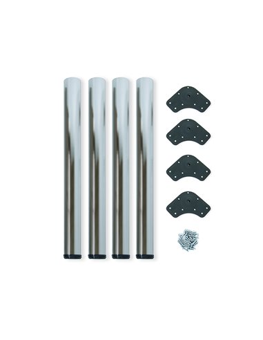 Emuca Pieds pour table, D. 60 mm, réglable 710 - 730 mm, Acier, Nickel satiné, 4 ut.