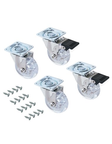Emuca Rollen mit Anschraubplatte, D. 75 mm, Stahl und Kunststoff, Transparent, 4 St.