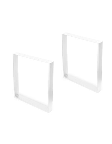 Emuca Set of two square rectangular table legs, width 600 mm, painted white
