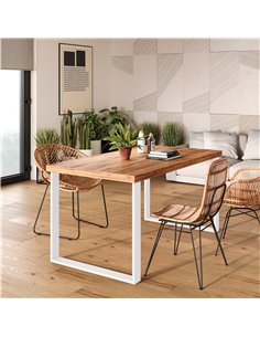 Emuca Set of two square rectangular table legs, width 600 mm, painted white 2