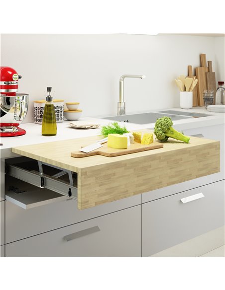 Emuca Guide per tavolo allungabile e alzabile Oplà Top per cucina, Alluminio, Acciaio inox anodizzato