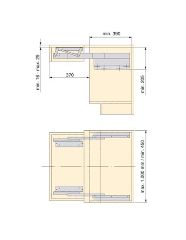 Emuca Guías para mesa extensible y elevable Oplà Folding+39, Aluminio, Anodizado inox