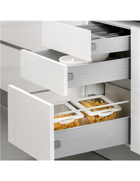 Emuca Lote de 10 cajones de cocina Ultrabox, altura 150mm, profundidad 400mm, Acero, Gris metalizado