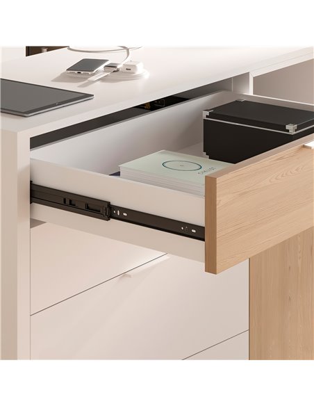 Emuca Kit guide per cassetti, a sfera, 45x 600 mm, estrazione totale, Nero, 5 u.