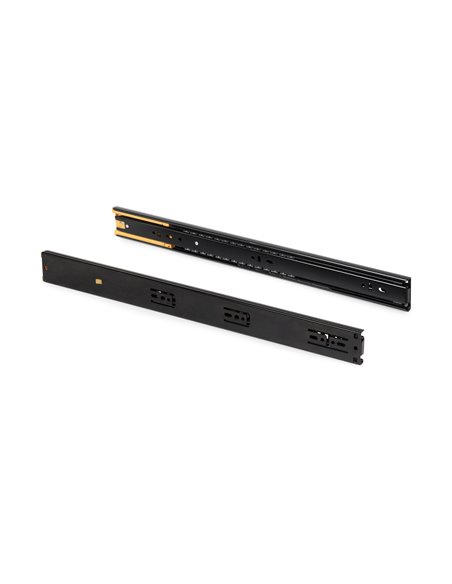 Emuca Set of ball bearing drawer runner, 45 x 400 mm, total extraction, soft close, Black, 5 pcs.