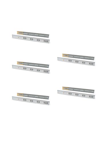 Emuca Set of ball bearing drawer runner, 45 x 550 mm, total extraction, soft close, Zinc Plated, 5 pcs.