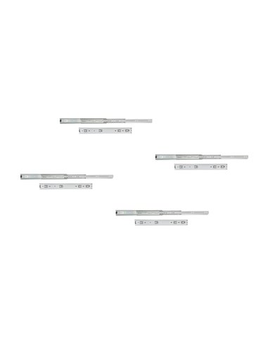 Emuca Lote de 4 juegos de guías de bolas para cajones de gran carga, extracción total, altura 51mm, profundidad 450mm, Acero, Ci