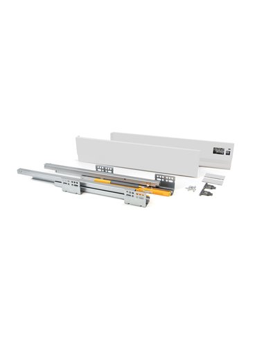 Emuca Kit cassetto per cucina Concept, altezza 105 mm, prof. 350 mm, chiusura soft, Acciaio, Bianco