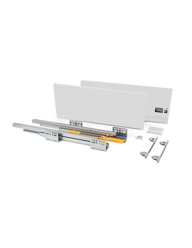 Emuca Kit cassetto per cucina Concept, altezza 185 mm, prof. 500 mm, chiusura soft, Acciaio, Bianco
