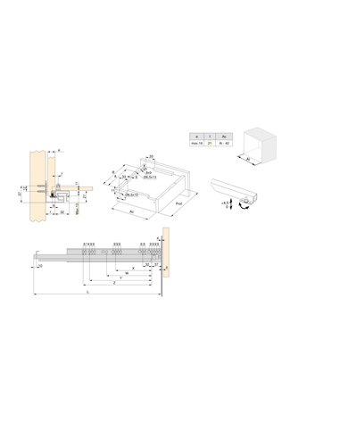 Emuca Desk cable grommet, rectangular, 269 x 80 mm, for embedding, Aluminium, Matte anodised